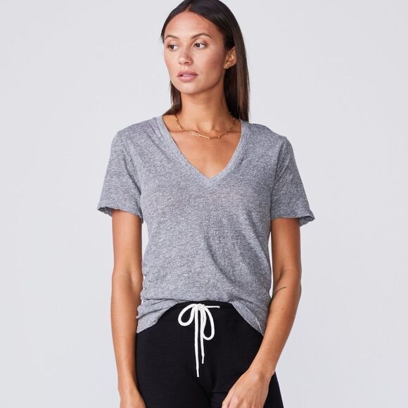 NWT Monrow Textured Tri-Blend Fitted V Neck Tee womens size xs - Picture 1 of 11
